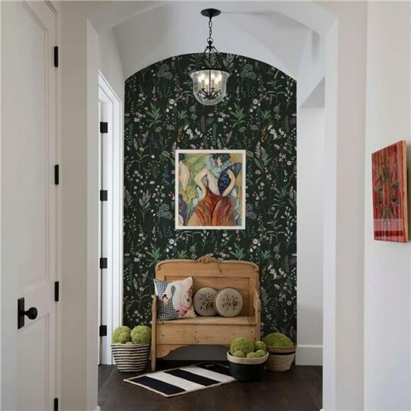 Floral Peel and Stick Wallpaper Dark Wildflower Contact Paper for Walls Decor - Picture 5 of 7